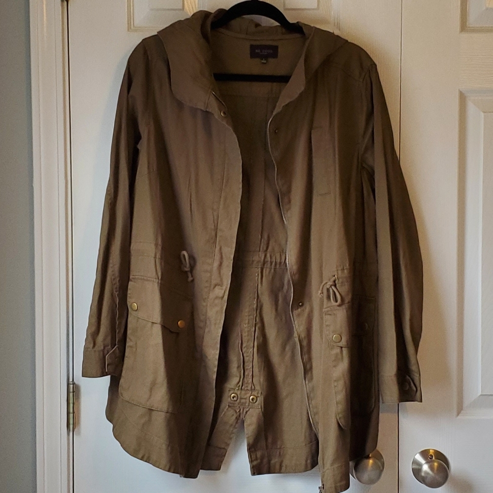 Be Cool Harper Olive Lightweight Utility Jacket with Hood